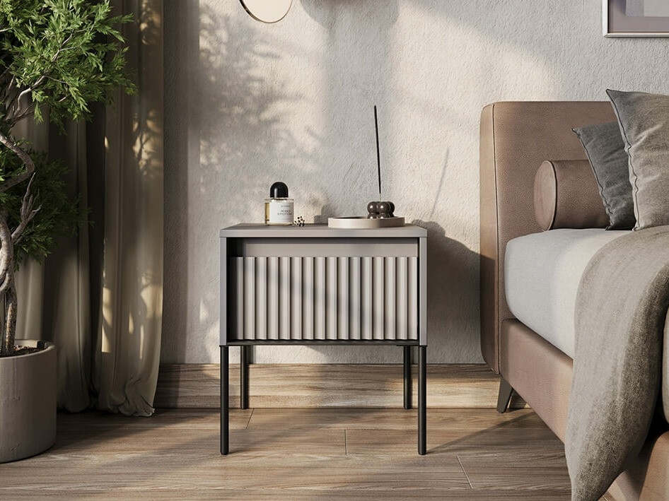 Κομοδίνο Fernolu 111 (Γκρι + Μαύρο)