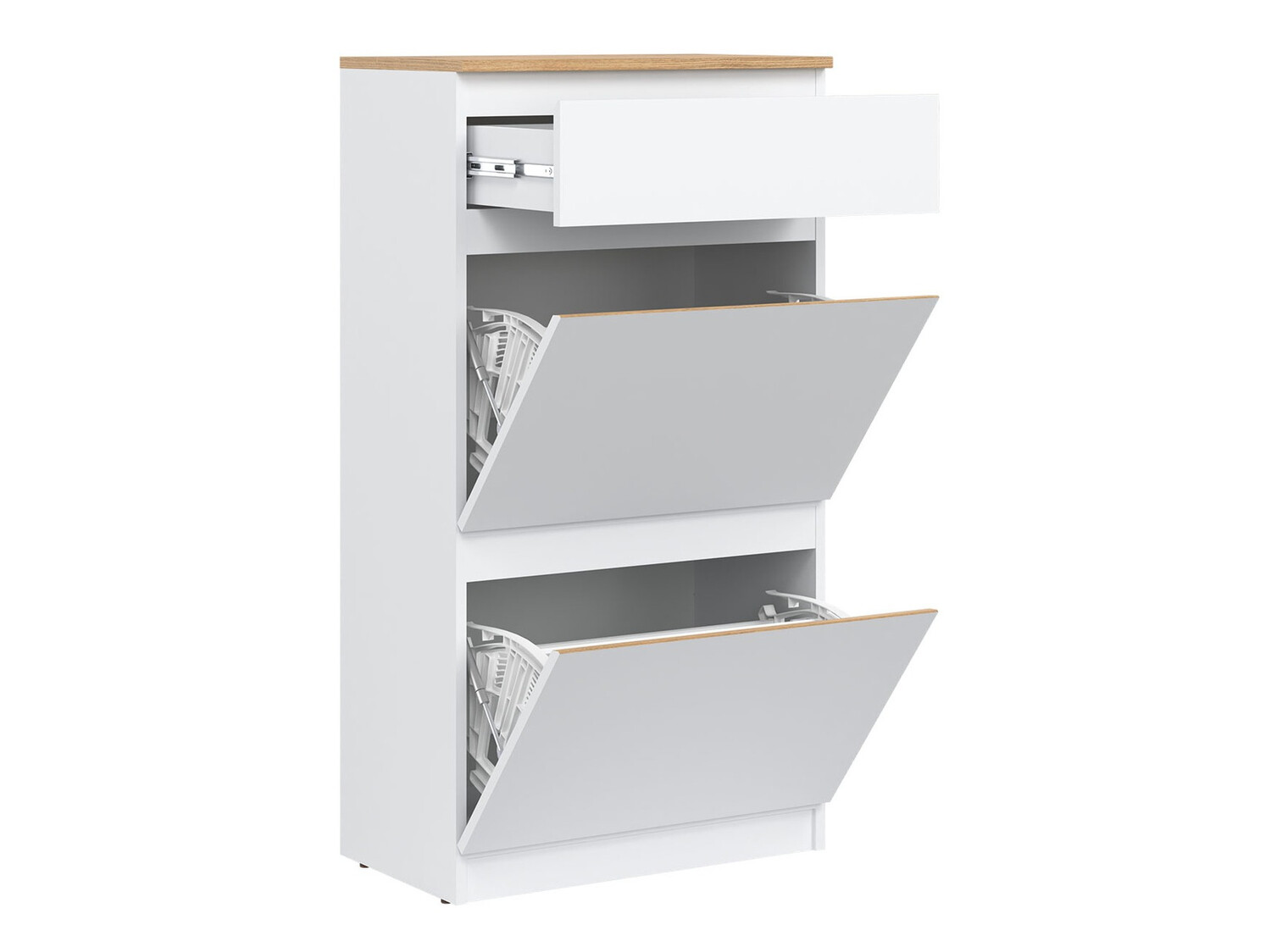 Shoe cabinet Catelbi 108 (White + Oak)
