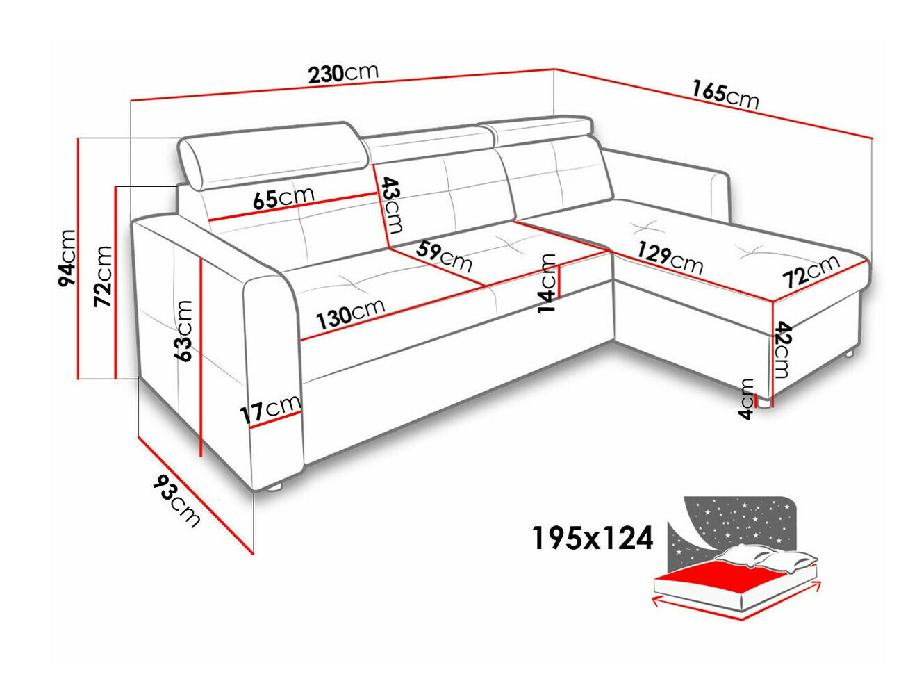 Corner sofa Temple 124