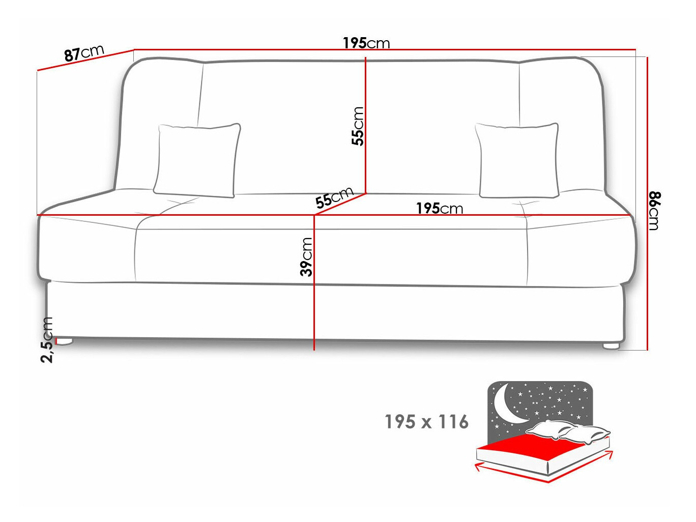 Καναπές-κρεβάτι Comfivo Cera III (Poso 100)