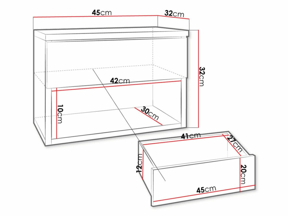 Κομοδίνο Papilix (Άσπρο + Γυαλιστερό λευκό)