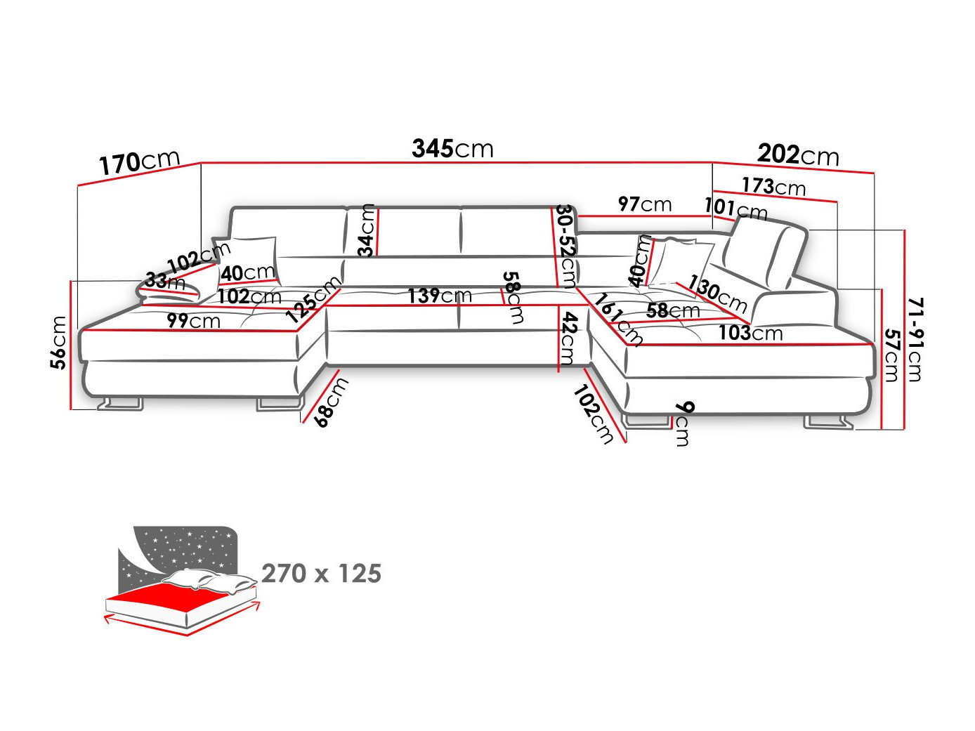 Γωνιακός Καναπές Comfivo Ruta (Poso 135)