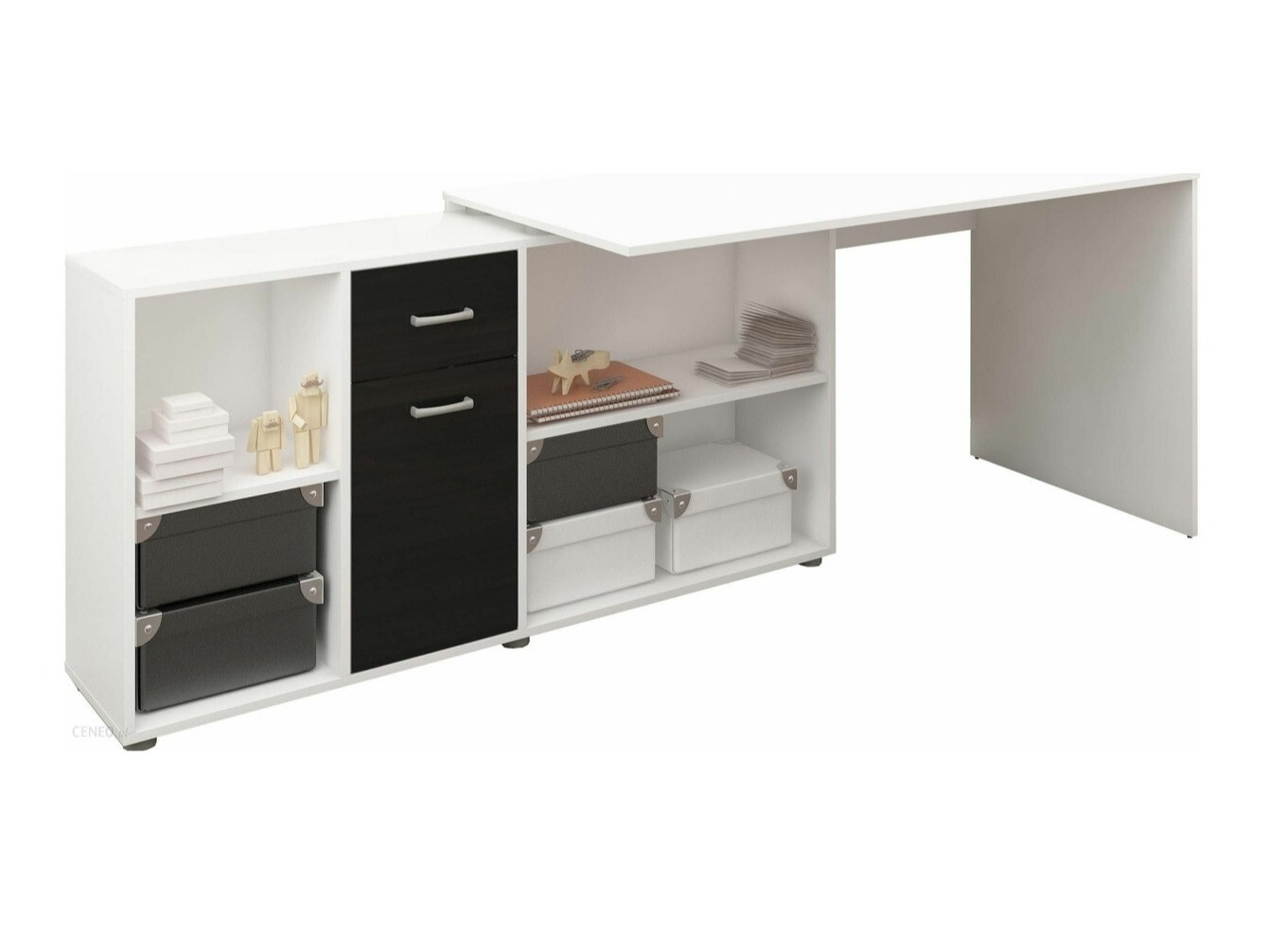 Corner desk Gilroy 113 (White + Glossy black)