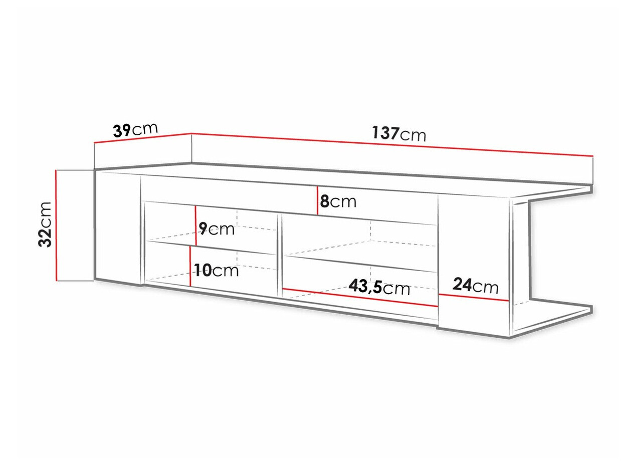 Έπιπλο τηλεόρασης Ver (Μαύρο + Γυαλιστερό μαύρο)
