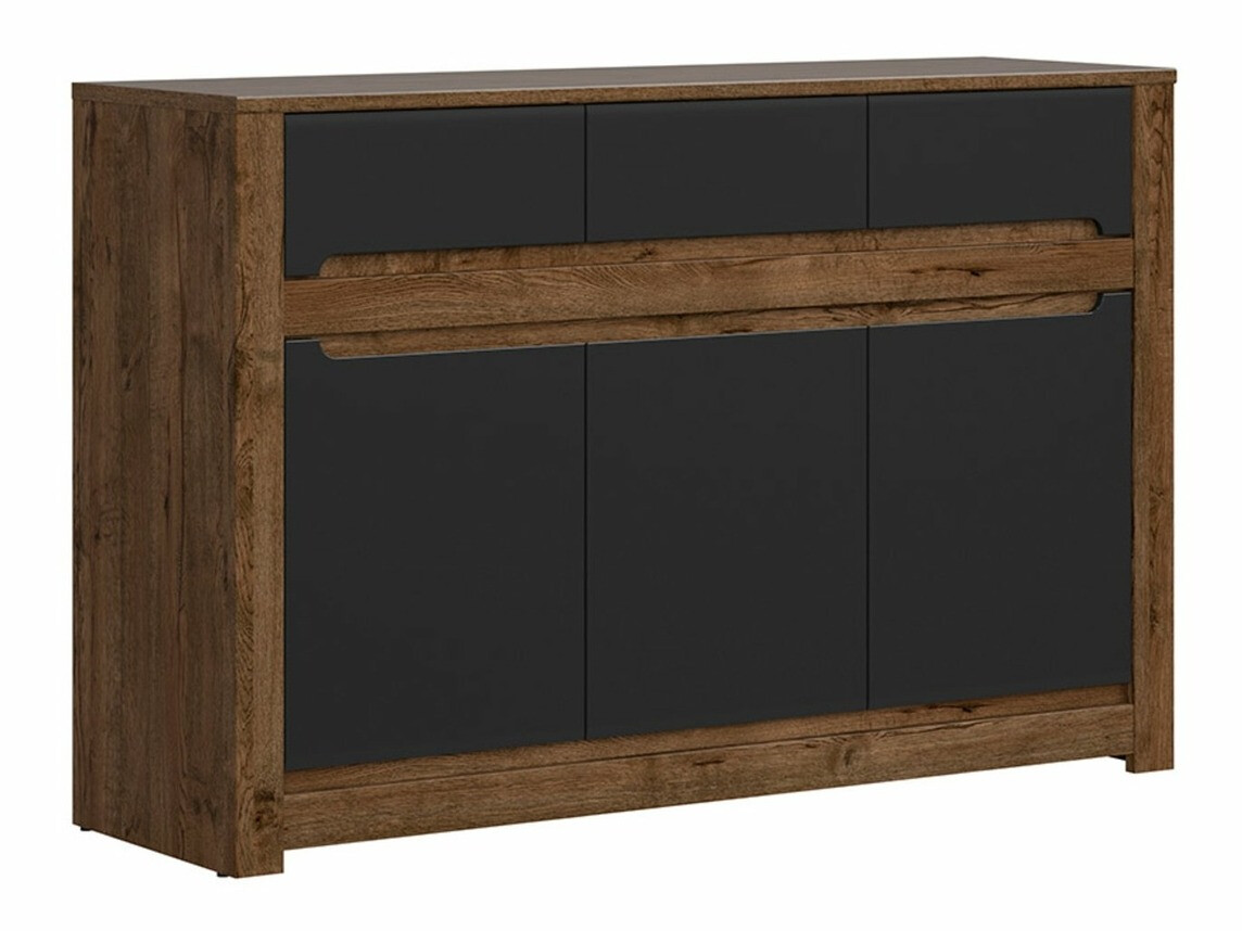 Chest of drawers Ophevaru 101 (Matte black + April oak)