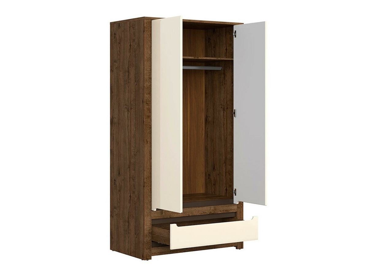 Wardrobe Ophevaru 109 (Glossy cream + April oak)