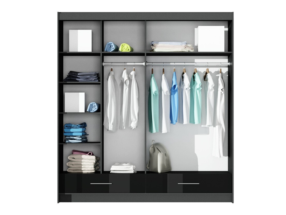 Wardrobe Honolulu 162 (Glossy black + Black)