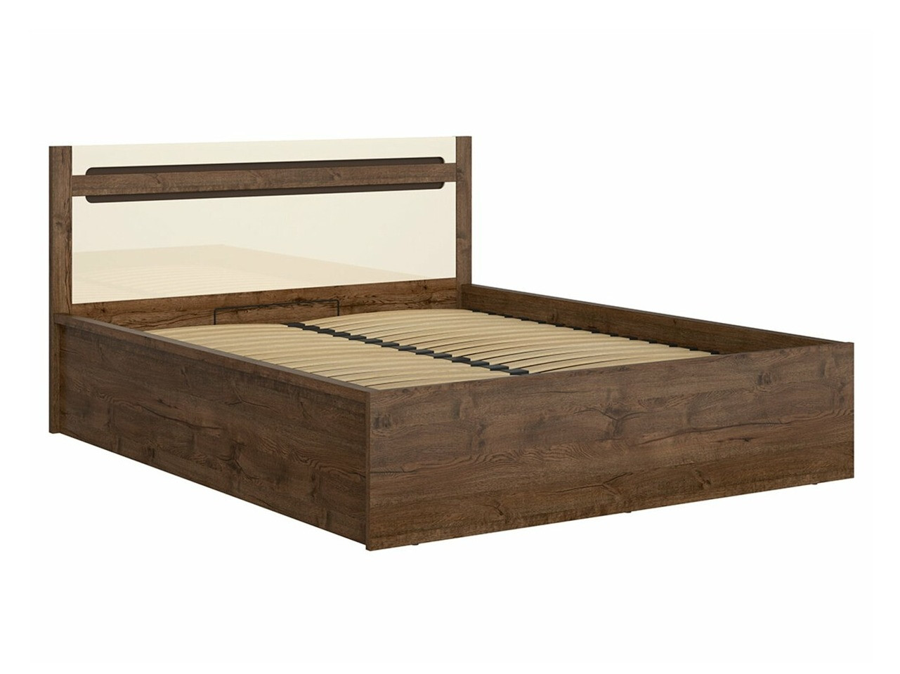 Bed Ophevaru 116 (Glossy cream + April oak)