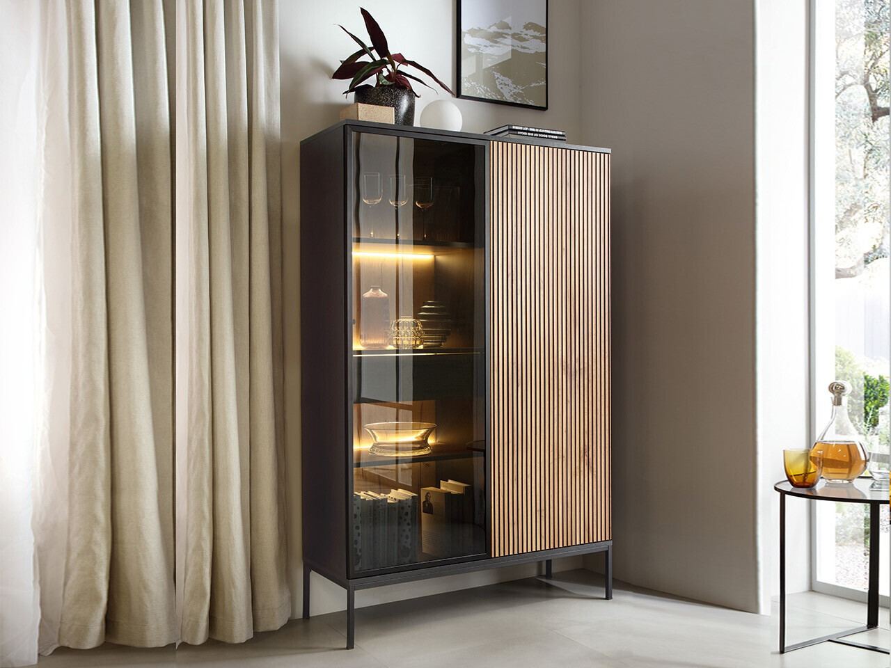 Βιβλιοθήκη Manal (Μαύρο + Δρυς wotan)