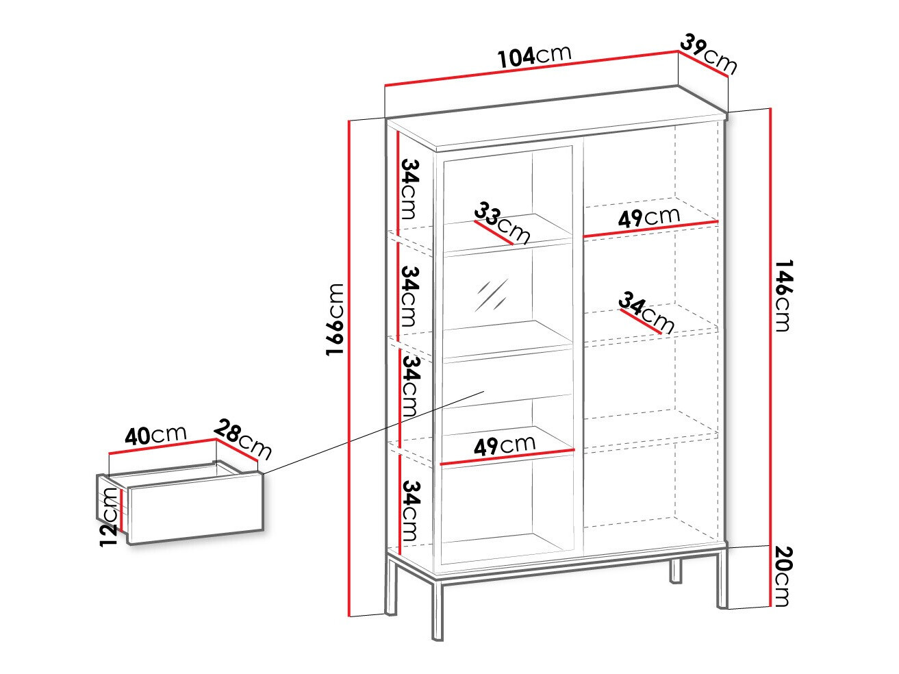 Βιβλιοθήκη Manal (Μαύρο + Δρυς wotan)
