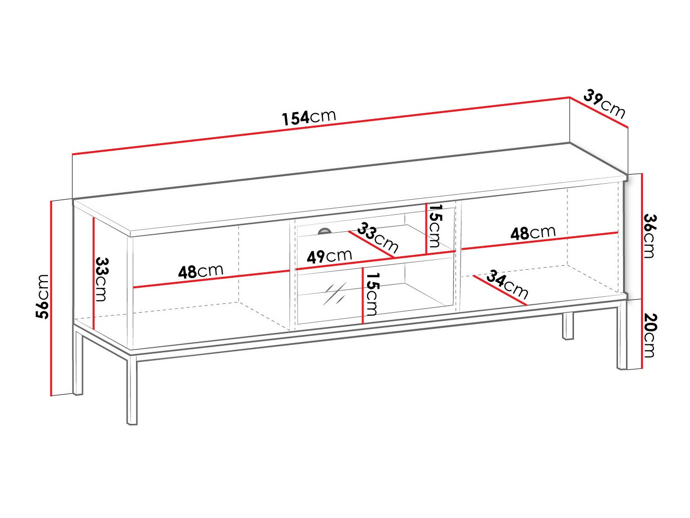 Έπιπλο τηλεόρασης Manal (Μαύρο + Δρυς wotan)