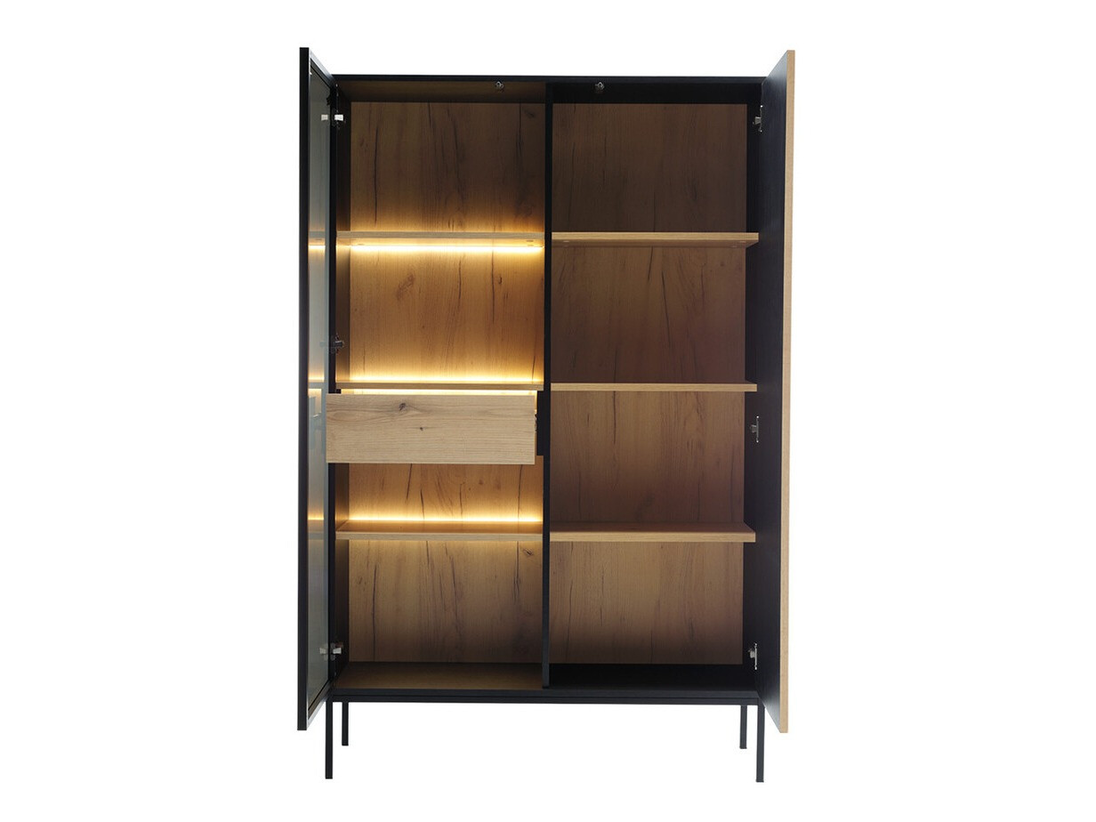 Σετ επίπλων σαλονιού Manal I (Μαύρο + Δρυς wotan)