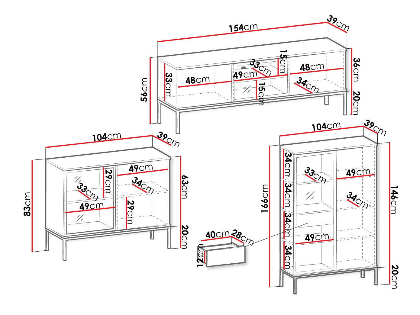 Σετ επίπλων σαλονιού Manal (Μαύρο + Δρυς wotan)