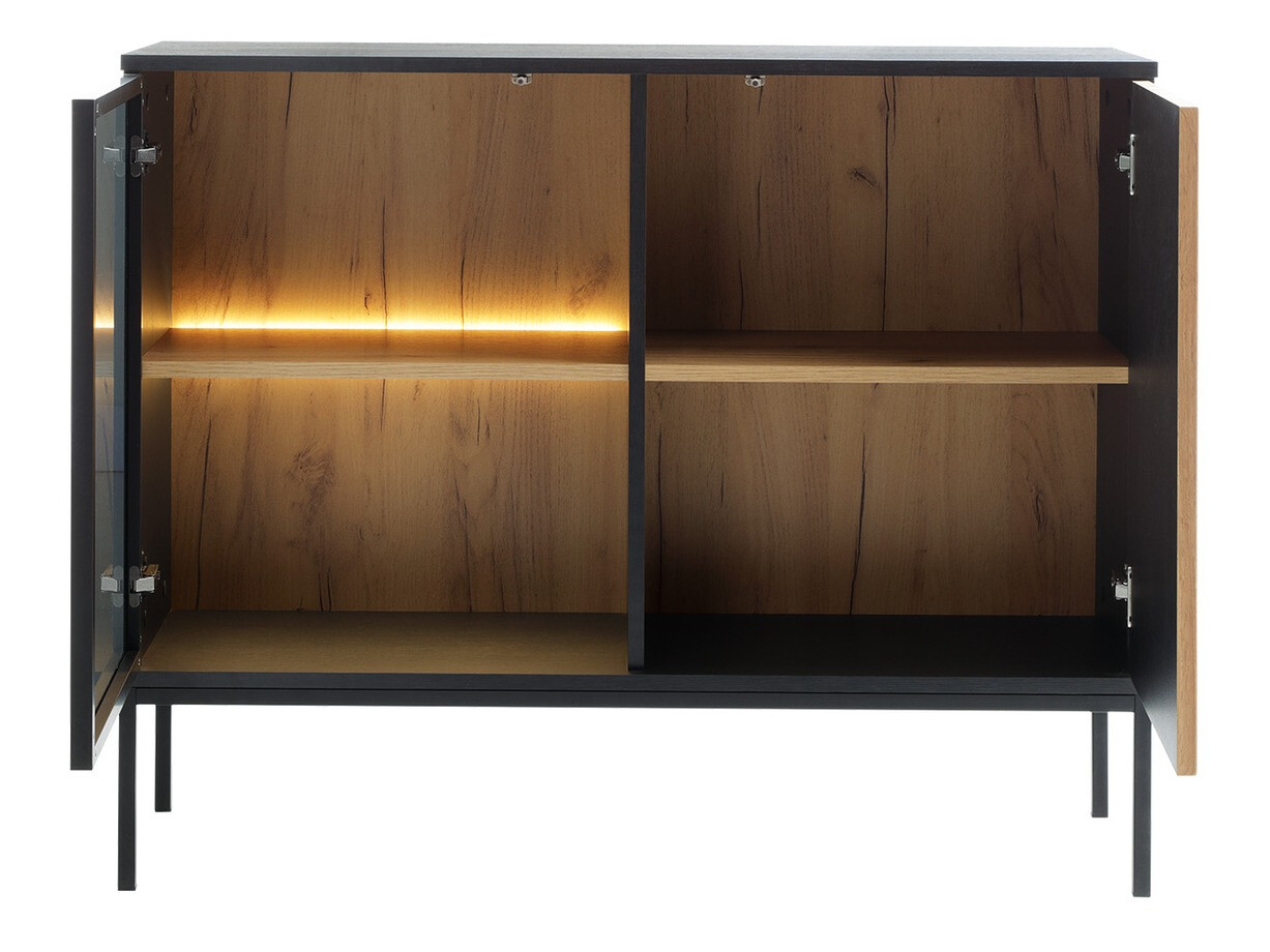 Σετ επίπλων σαλονιού Manal (Μαύρο + Δρυς wotan)