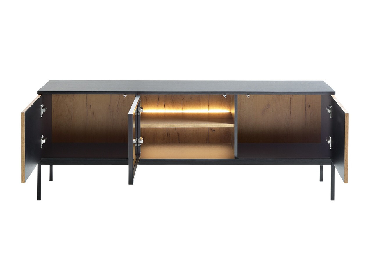 Σετ επίπλων σαλονιού Manal (Μαύρο + Δρυς wotan)