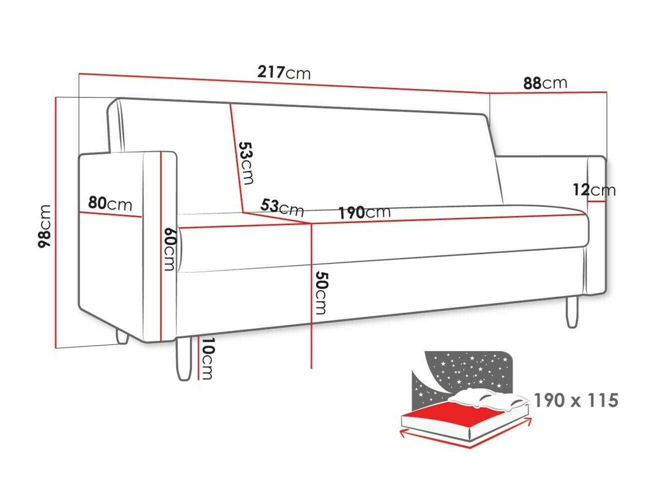 Sofa bed Memphis 136 (Paros 01)