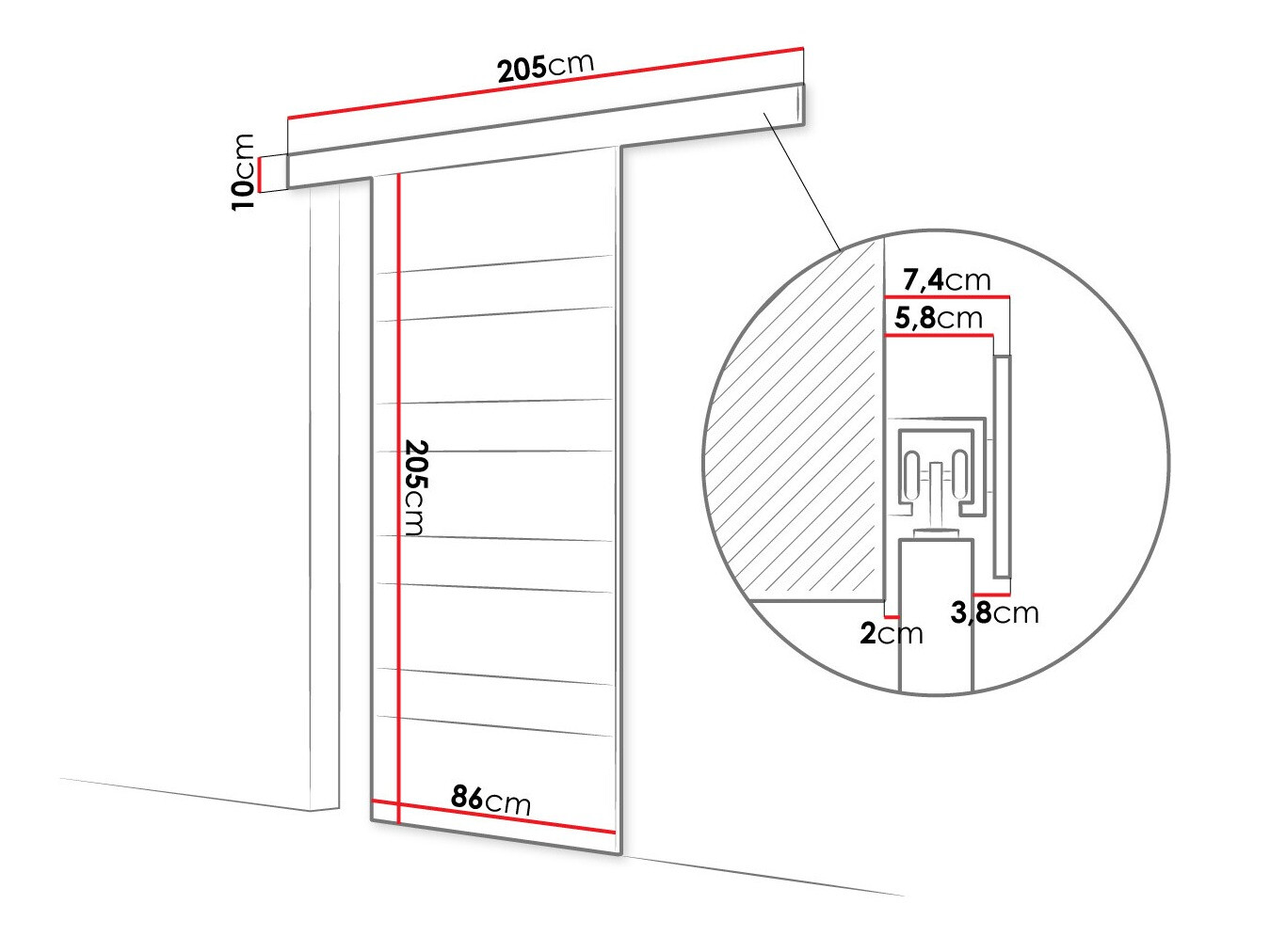 Συρόμενες πόρτες Closico Materia V (Άσπρο + Μαύρο)