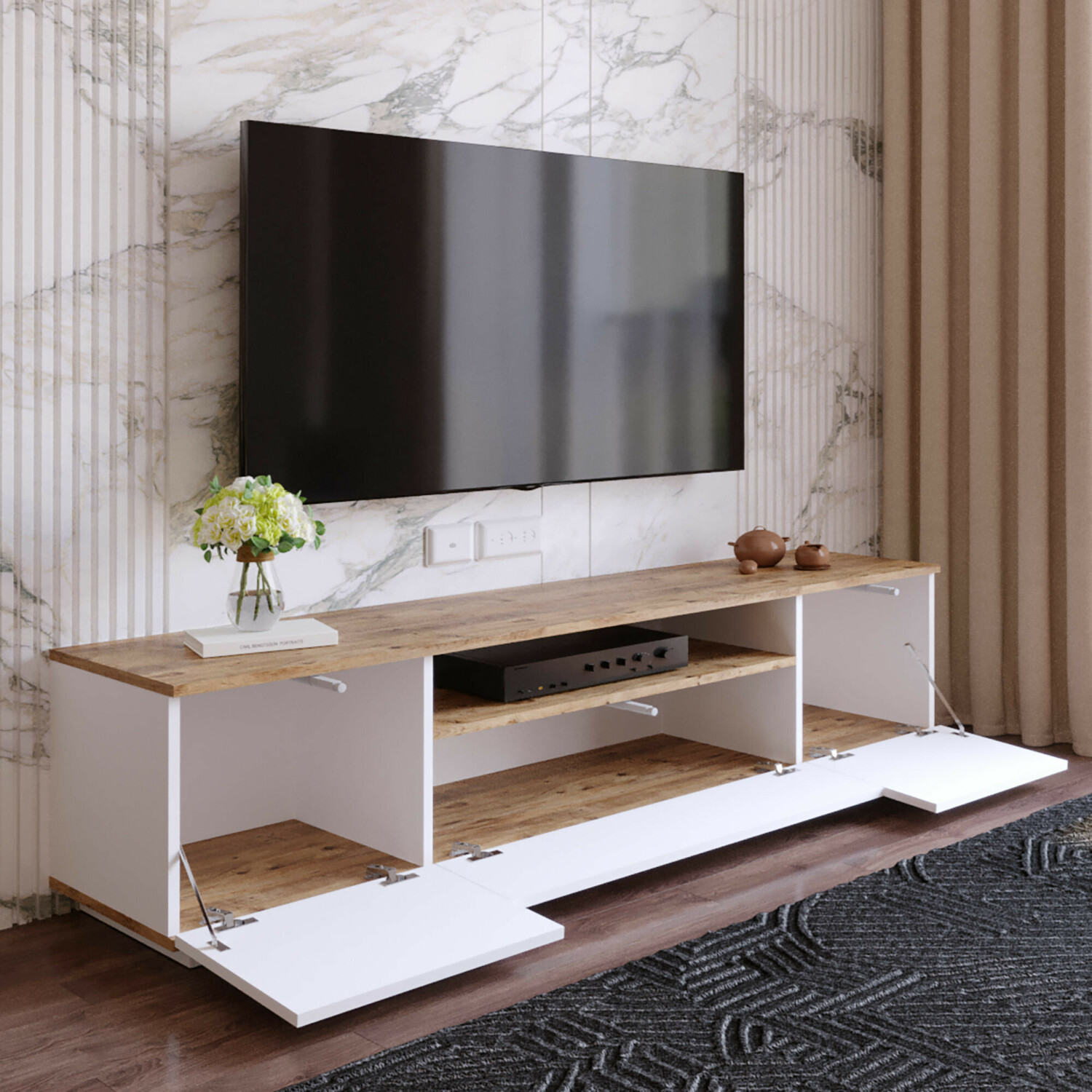 TV stand Kailua 105 (White + Pine)