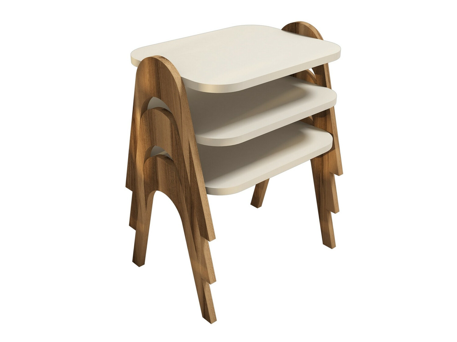 Nest of side tables Kailua 1621 (Nut + Cream)