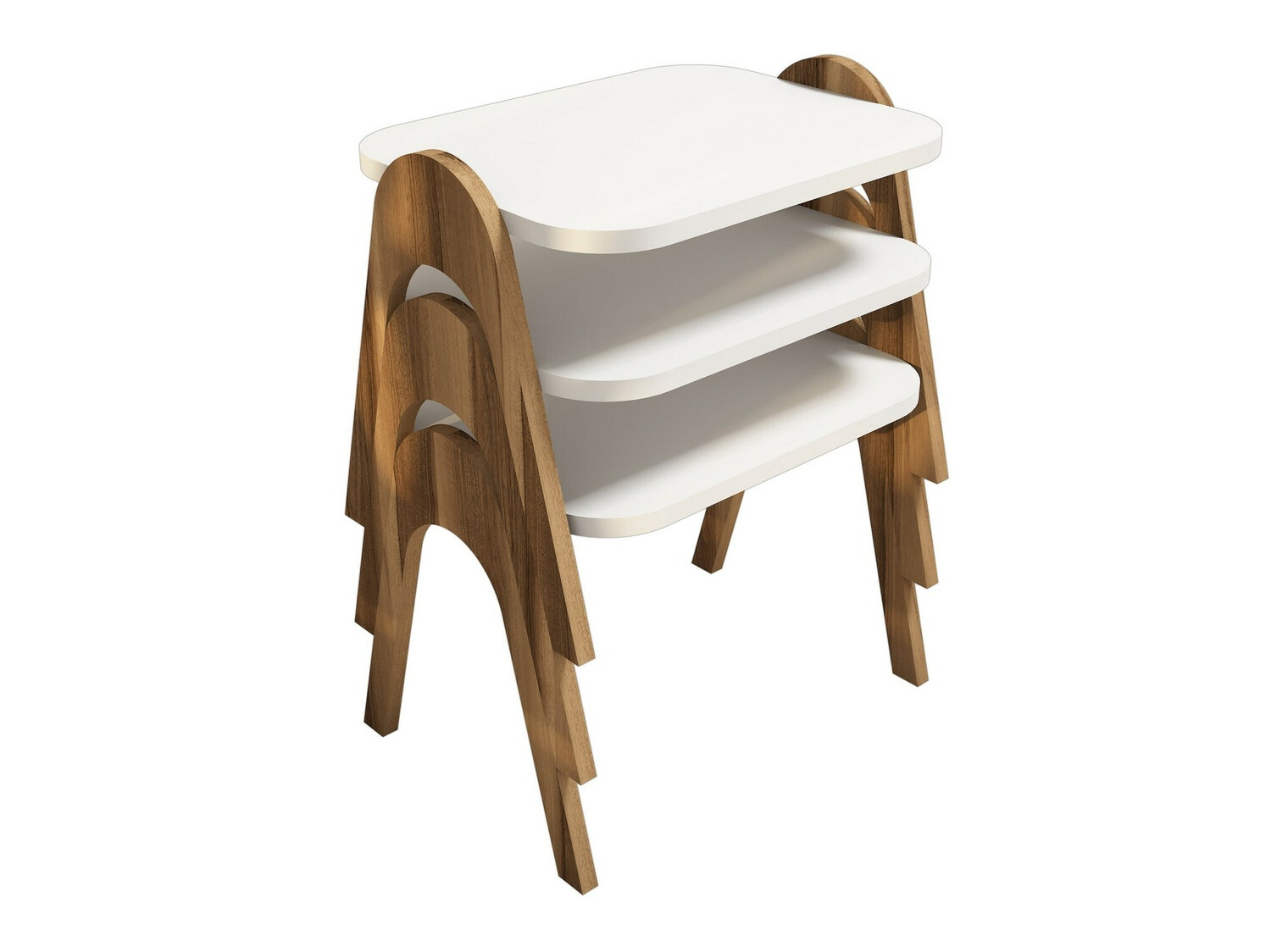 Nest of side tables Kailua 1621 (Nut + White)