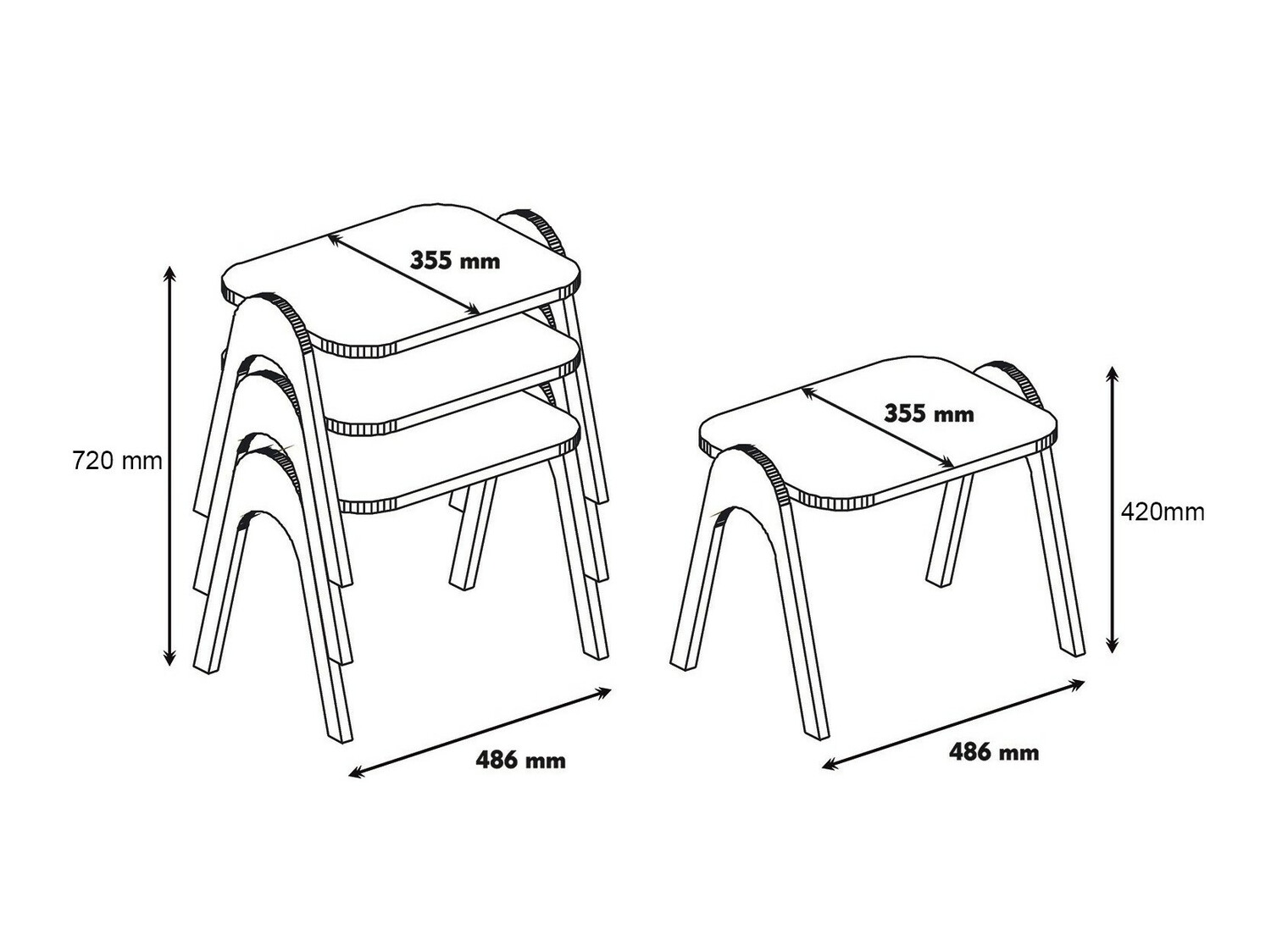 Nest of side tables Kailua 1621 (Nut + White)