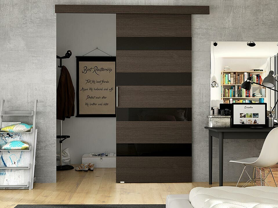 Συρόμενες πόρτες Closico 179 (Καφέ + Μαύρο)