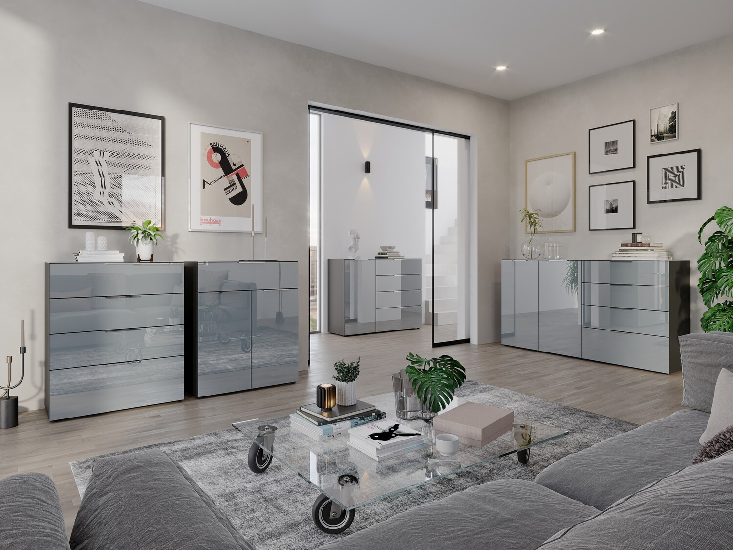 Συρταριέρα Sacramento 302 (Γραφίτης + Γυαλιστερό Γκρι)