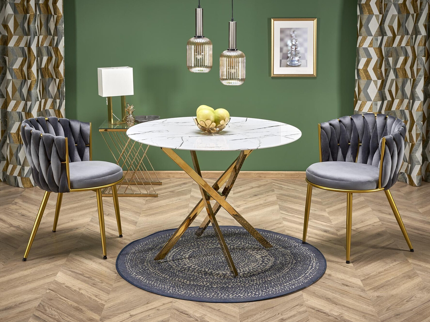 Table Houston 1538 (Golden + White marble)