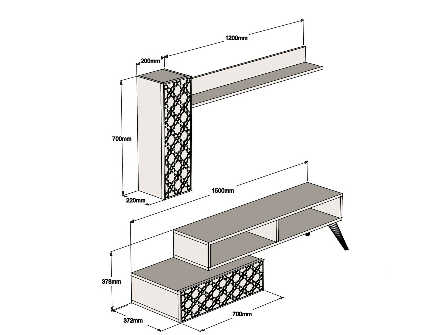 Σετ επίπλων σαλονιού Kailua 1561 (Καρυδί + Άσπρο)