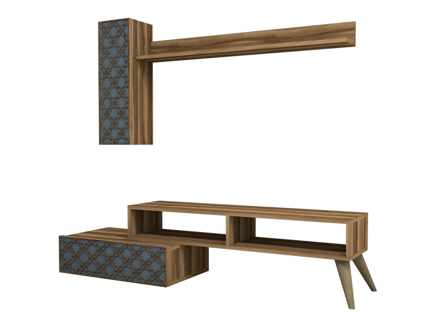 Σετ επίπλων σαλονιού Kailua 1561 (Καρυδί + Μπλε)