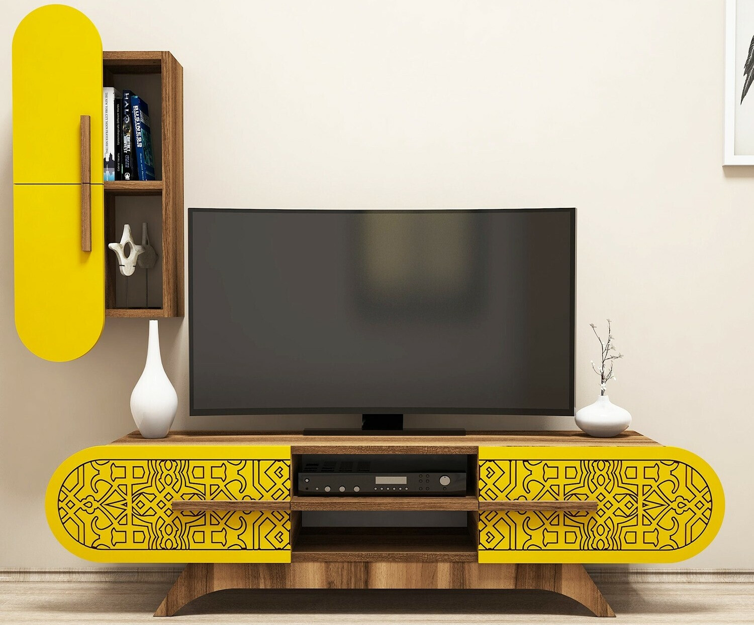 Living room set Kailua 1574 (Nut + Yellow)