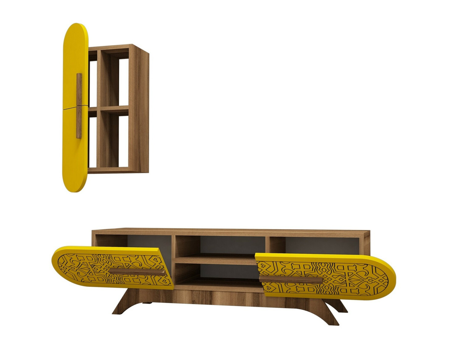 Living room set Kailua 1574 (Nut + Yellow)