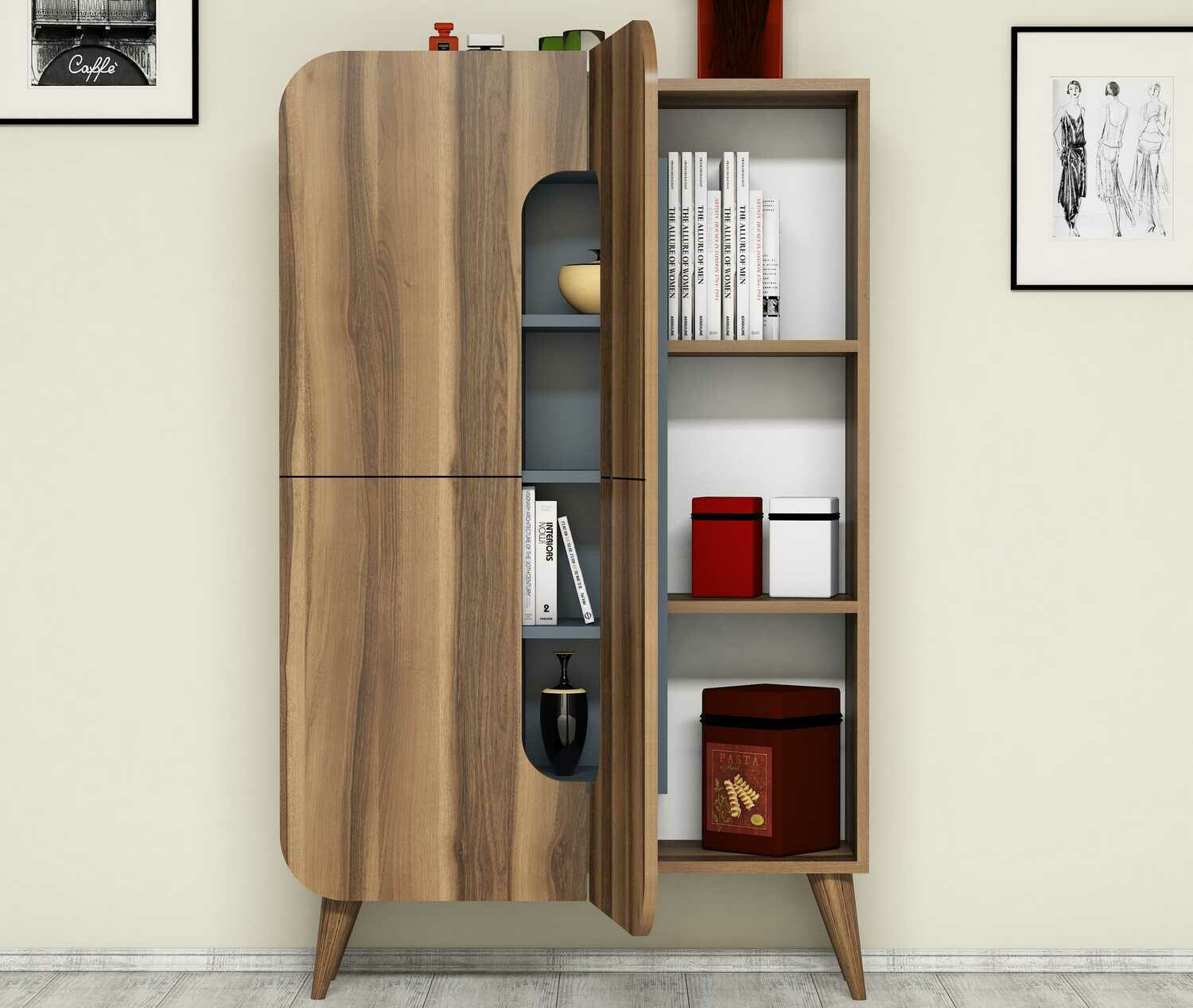 Bookcase Kailua 340 (Nut + Blue)