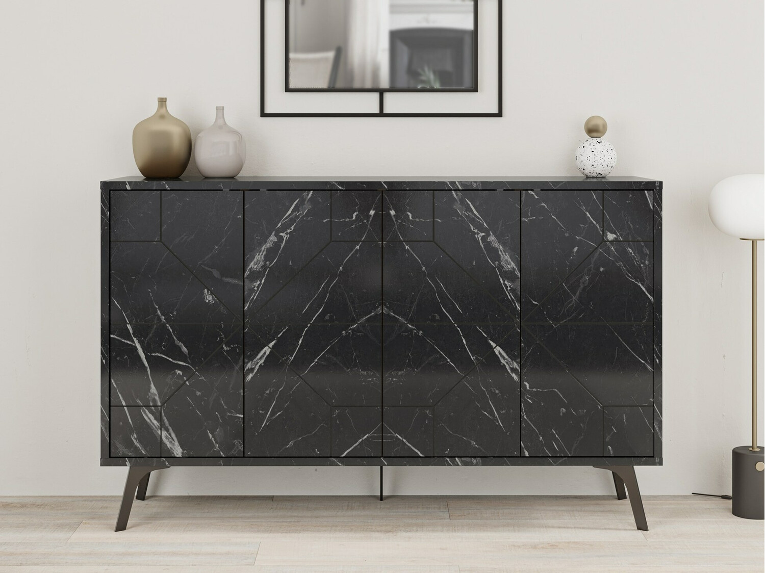 Μπουφέ Kailua 416 (Μαύρο μάρμαρο)