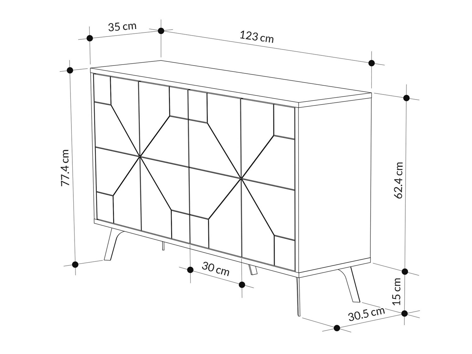 Μπουφέ Kailua 416 (Μαύρο μάρμαρο)