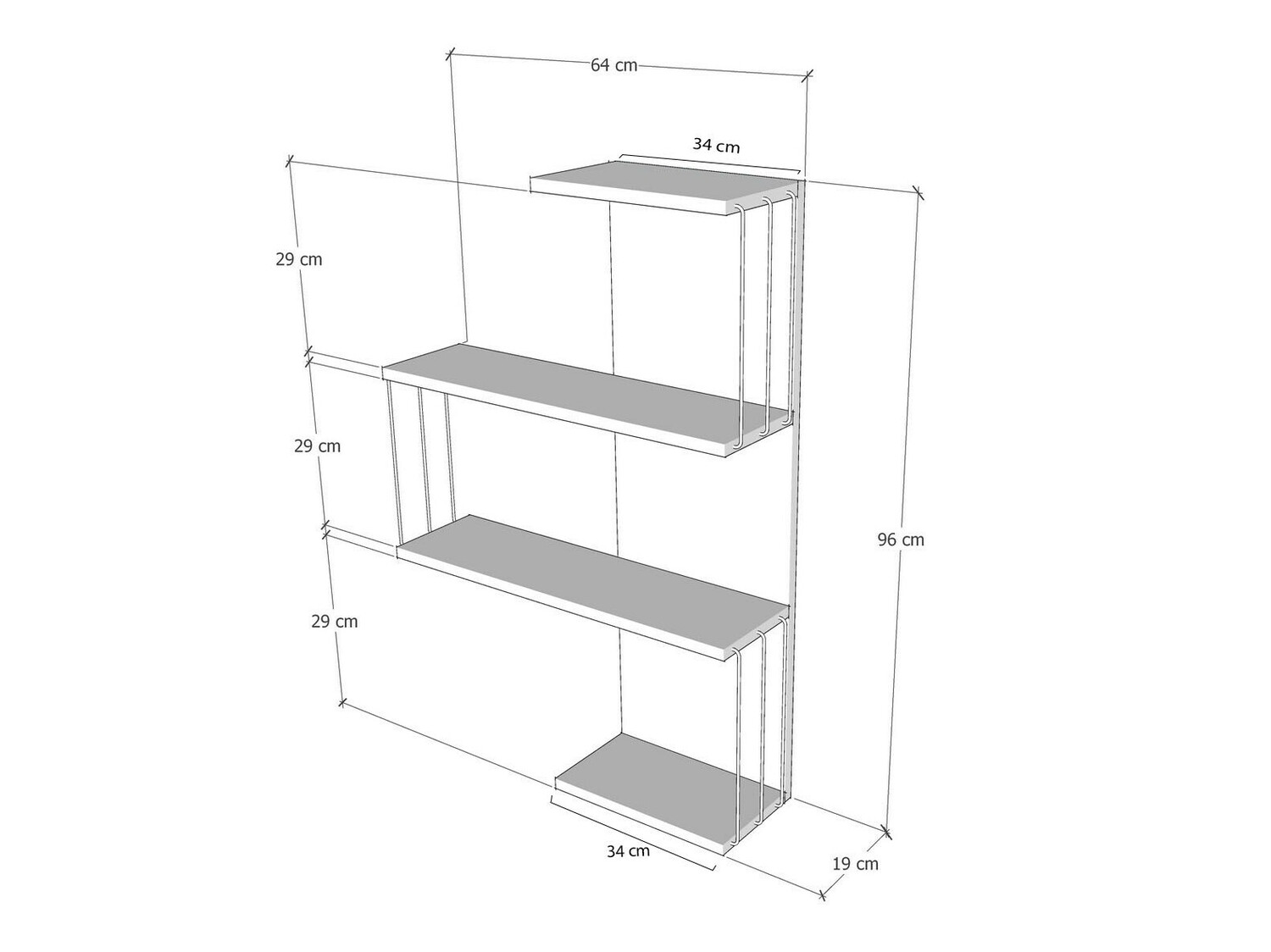 Ράφι τοίχου Kailua 406 (Καφέ + Άσπρο)