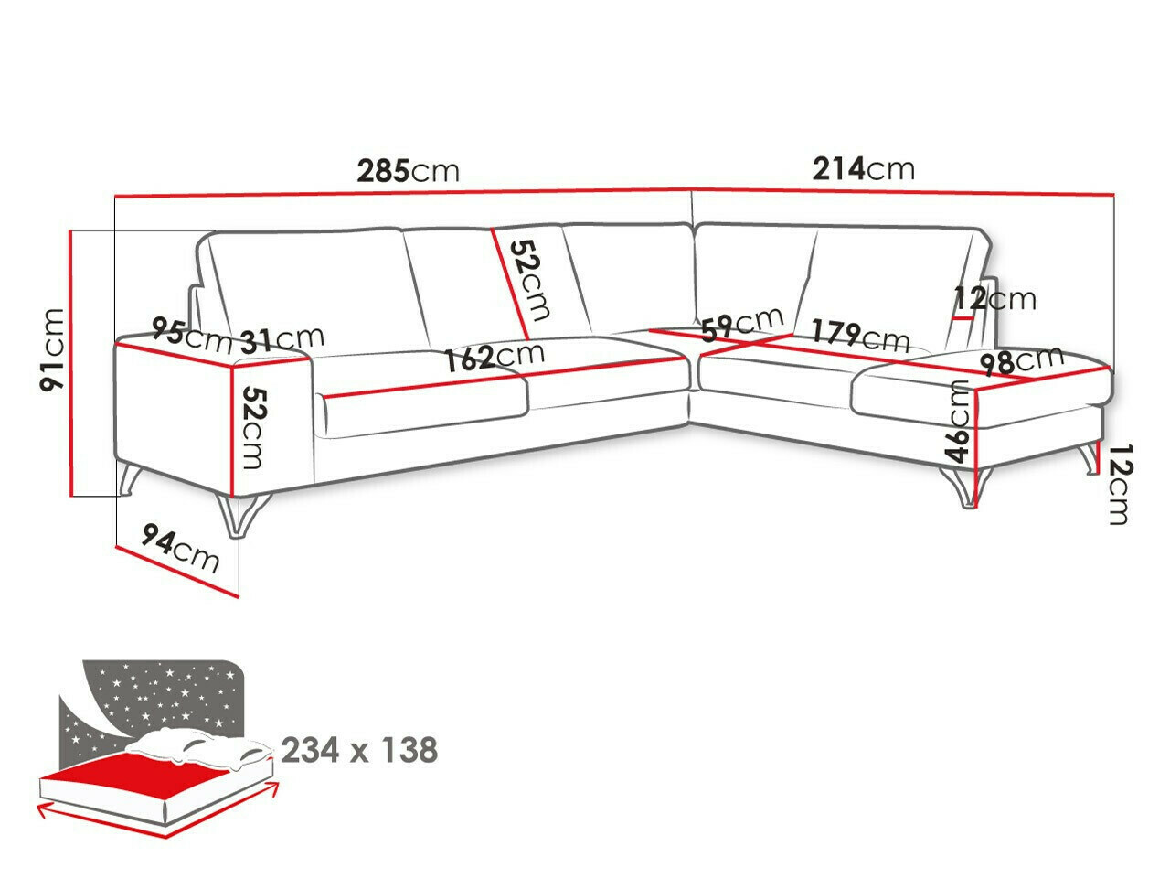 Corner sofa ComfiDream Lyrana II (Vogue 16)