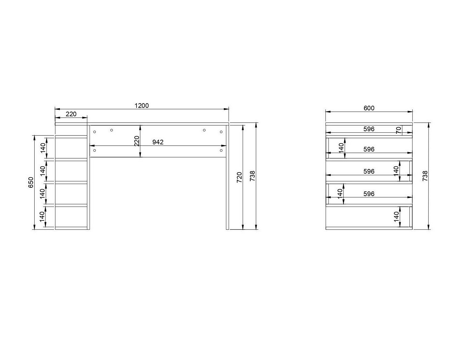 Γραφείο Kailua 586 (Άσπρο + Καρυδί)