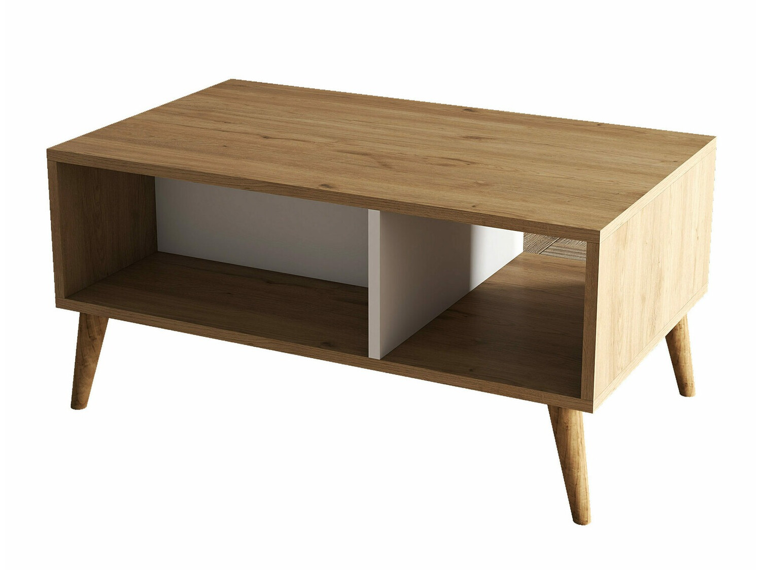 Τραπεζάκι σαλονιού Nolcava 104 (Άσπρο + Δρυς)