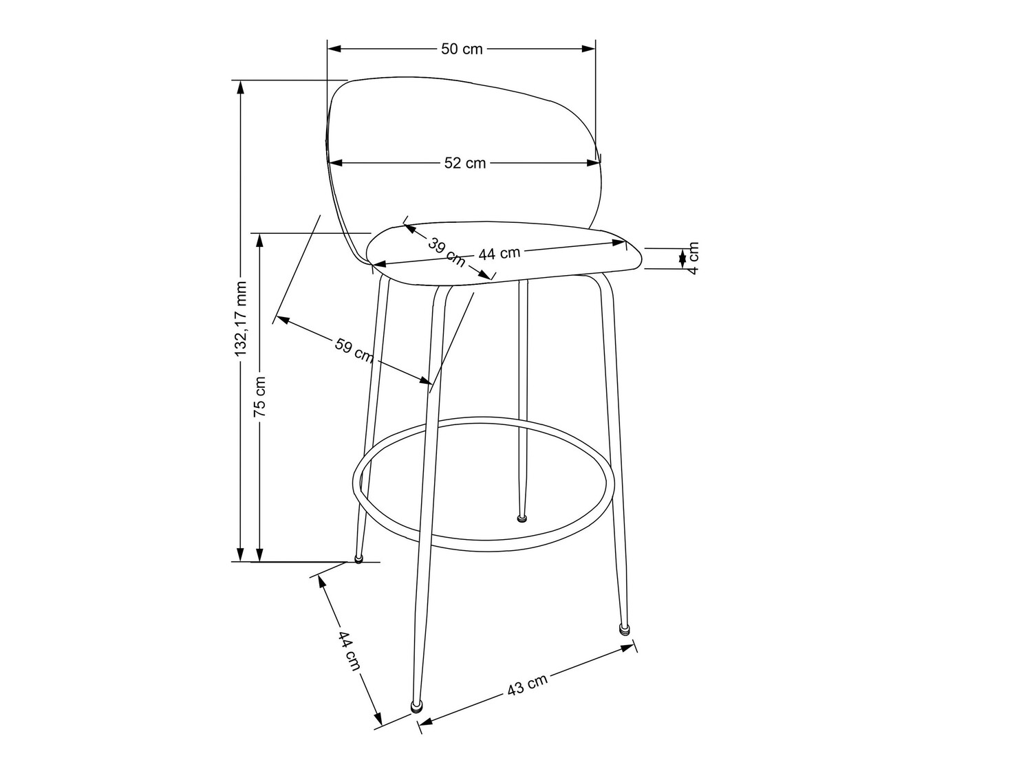 Bar stool Houston 1554 (Cream + Golden)
