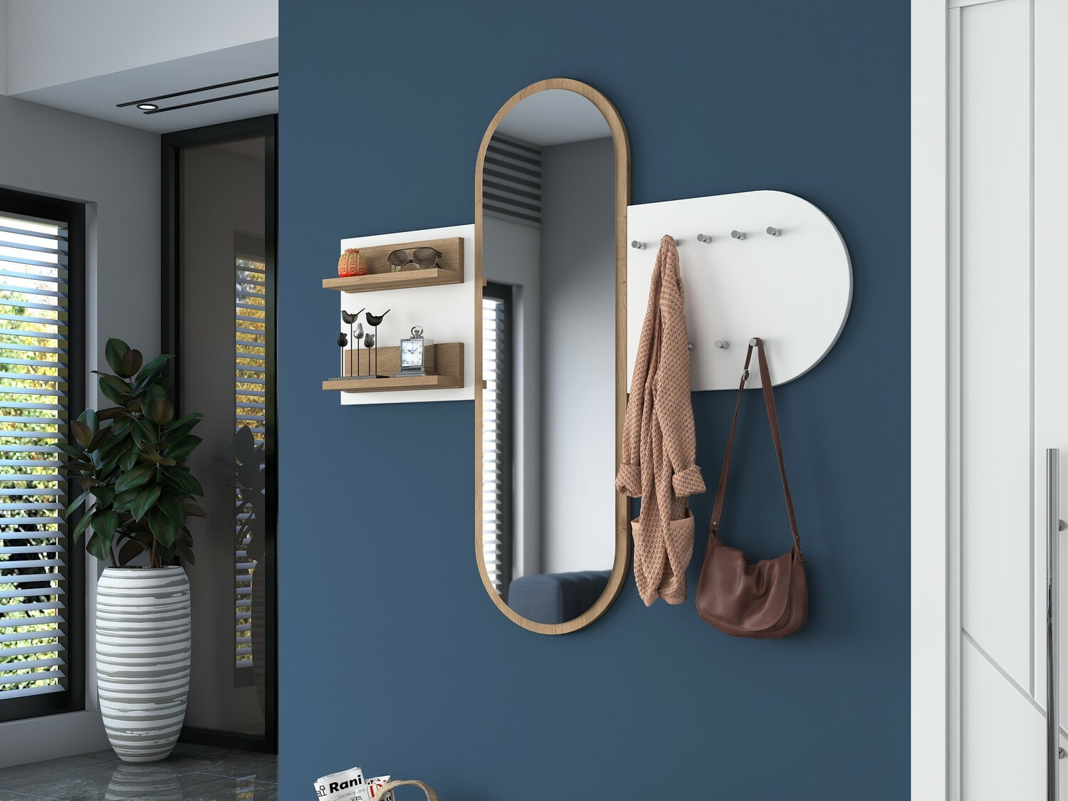 Coat rack Kailua 745 (White + Walnut)