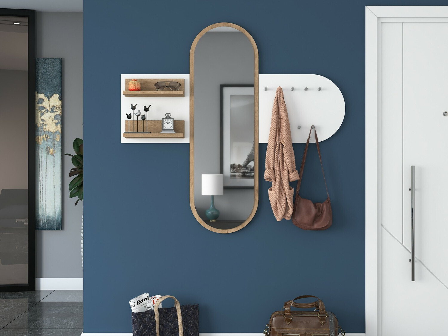 Coat rack Kailua 745 (White + Walnut)