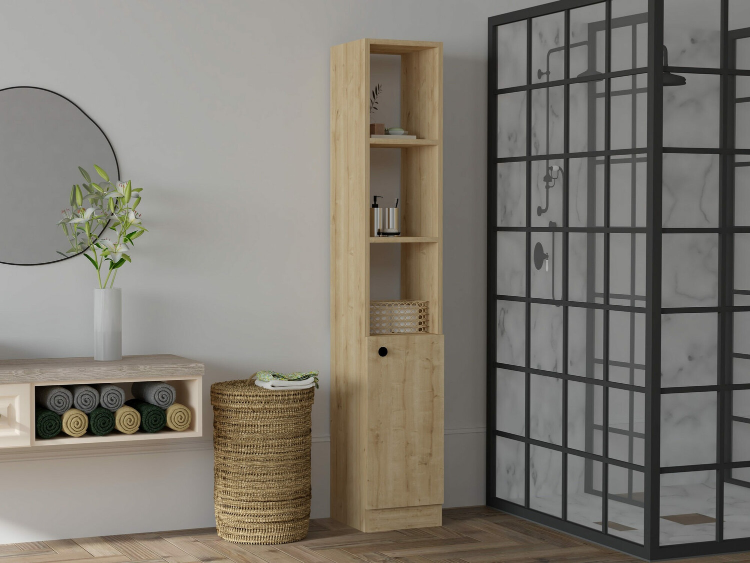 Όρθιο ντουλάπι μπάνιου Kailua 2599 (Ανοιχτό καφέ)