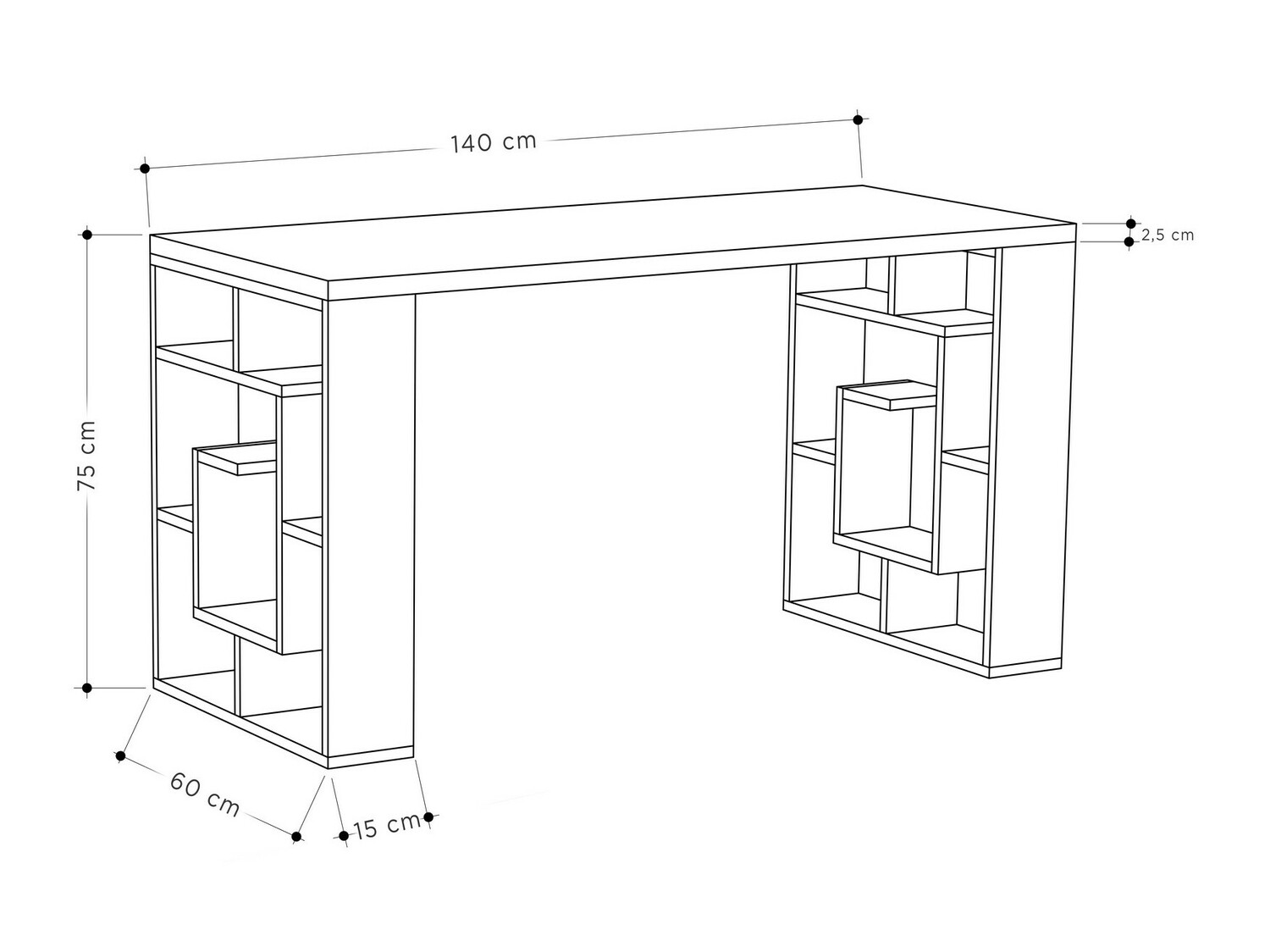 Γραφείο Kailua 813 (Άσπρο + Σκούρα δρυς)