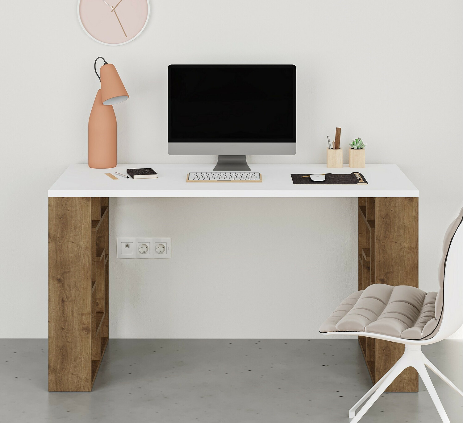 Γραφείο Kailua 813 (Άσπρο + Σκούρα δρυς)