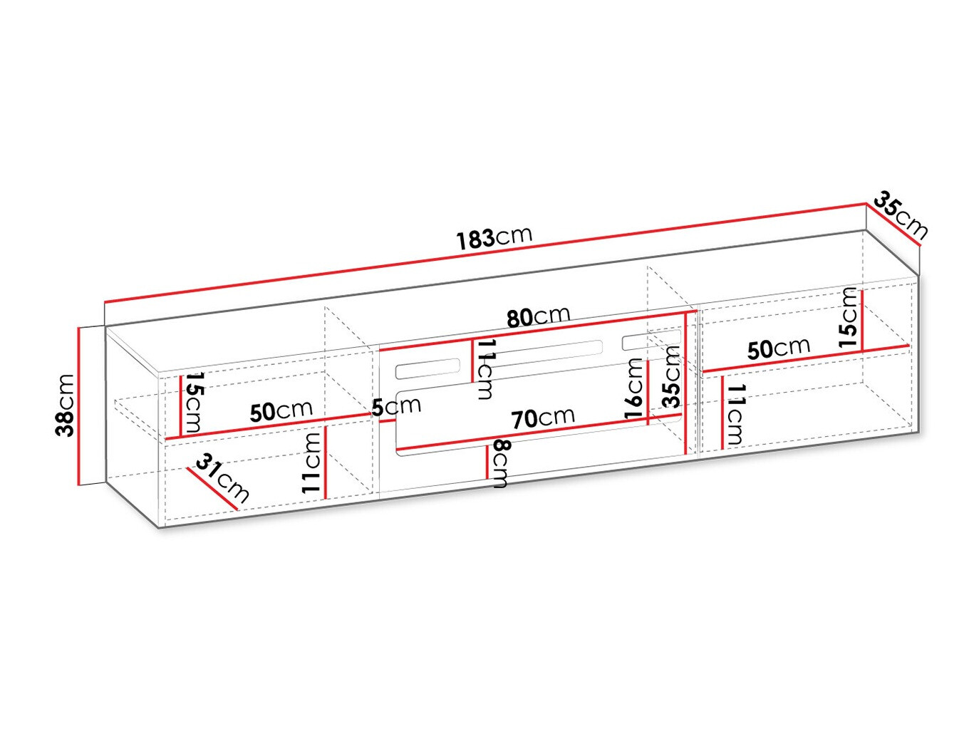 Έπιπλο τηλεόρασης Mensura (Μαύρο)