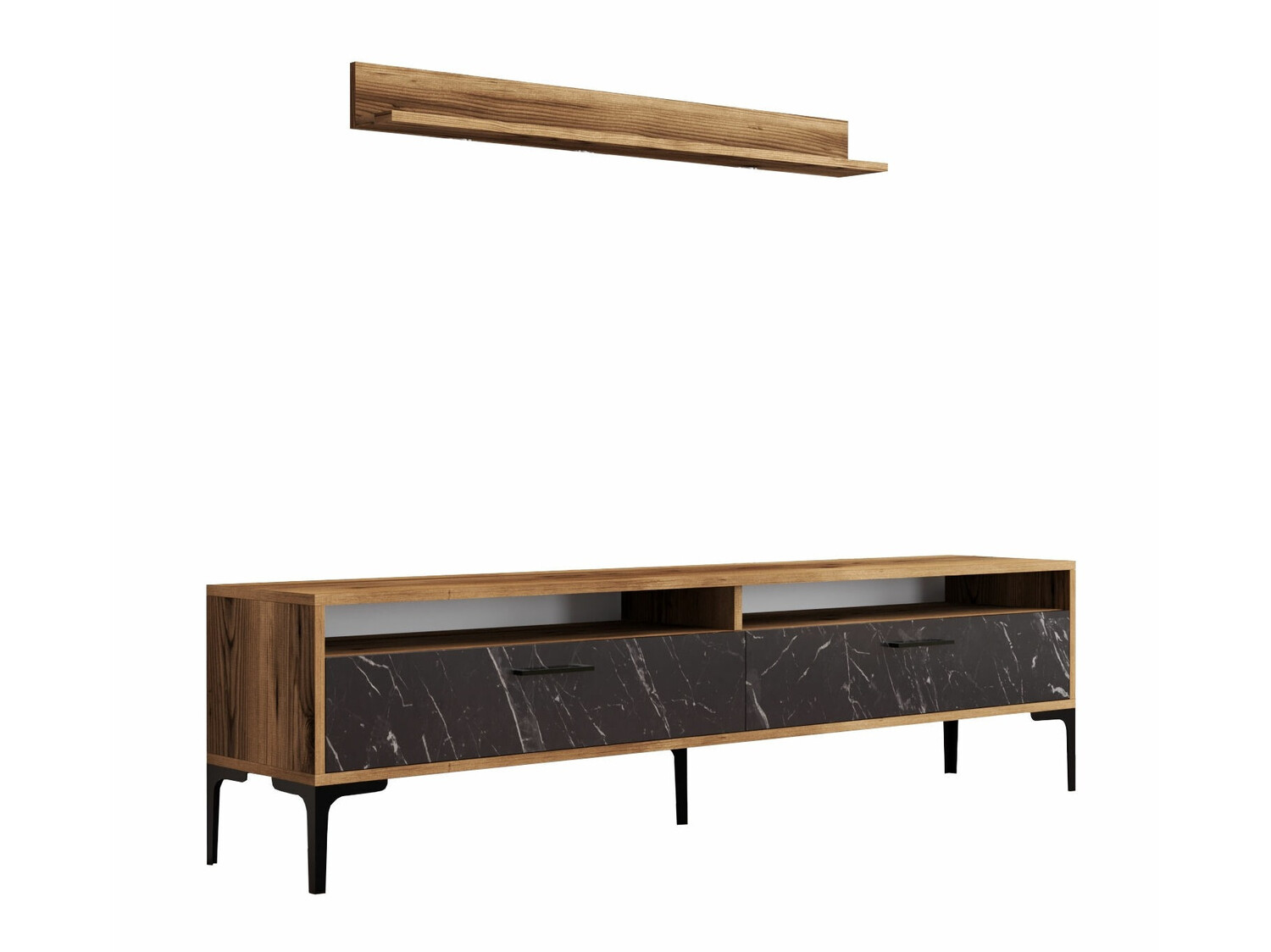 Living room set Kailua 857 (Walnut + Black marble)