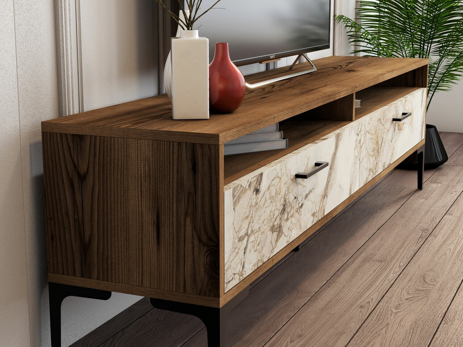 Living room set Kailua 857 (Walnut + White marble)