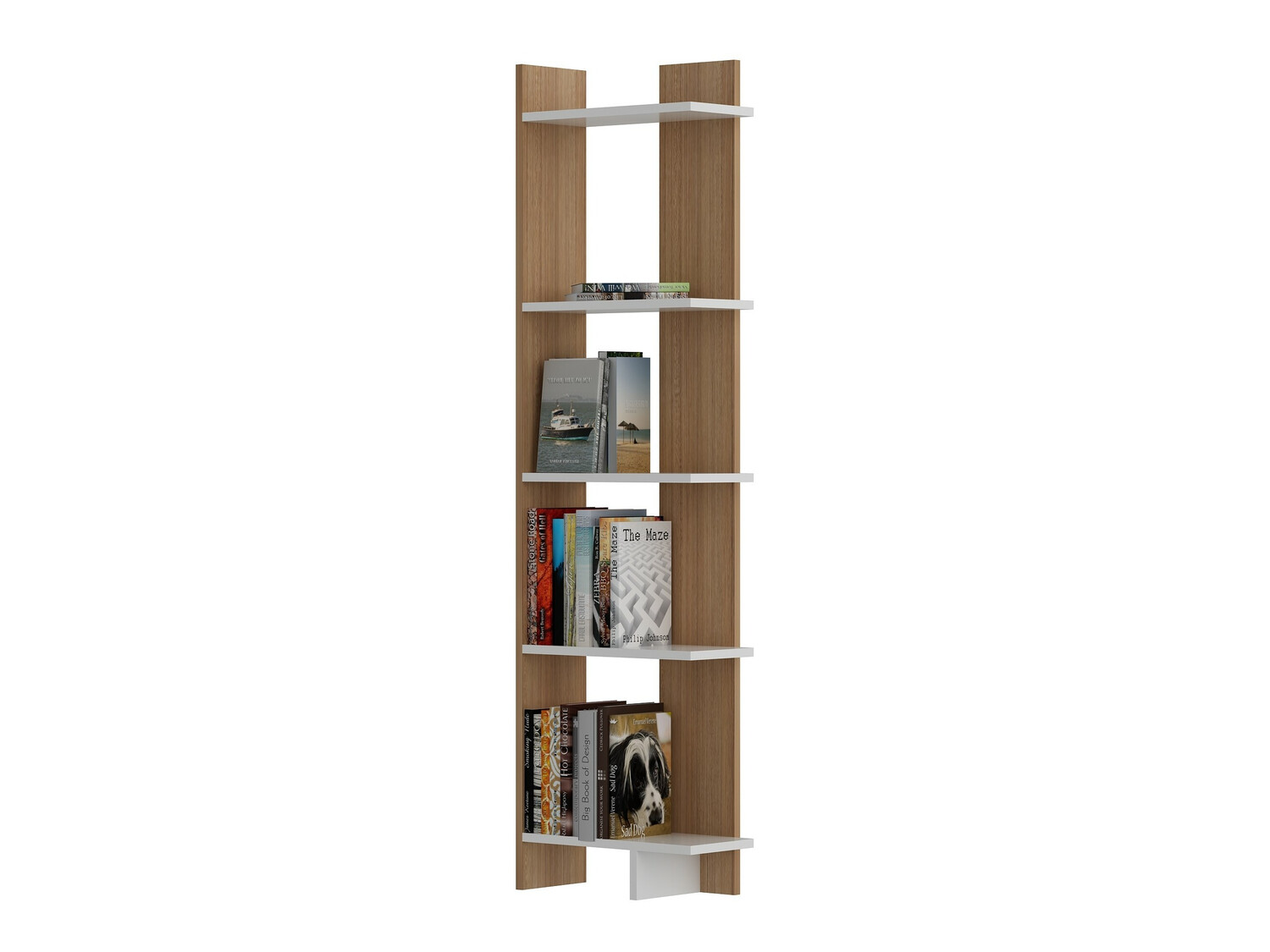 Βιβλιοθήκη Kailua 1074 (Ξύλο Teak + Άσπρο)