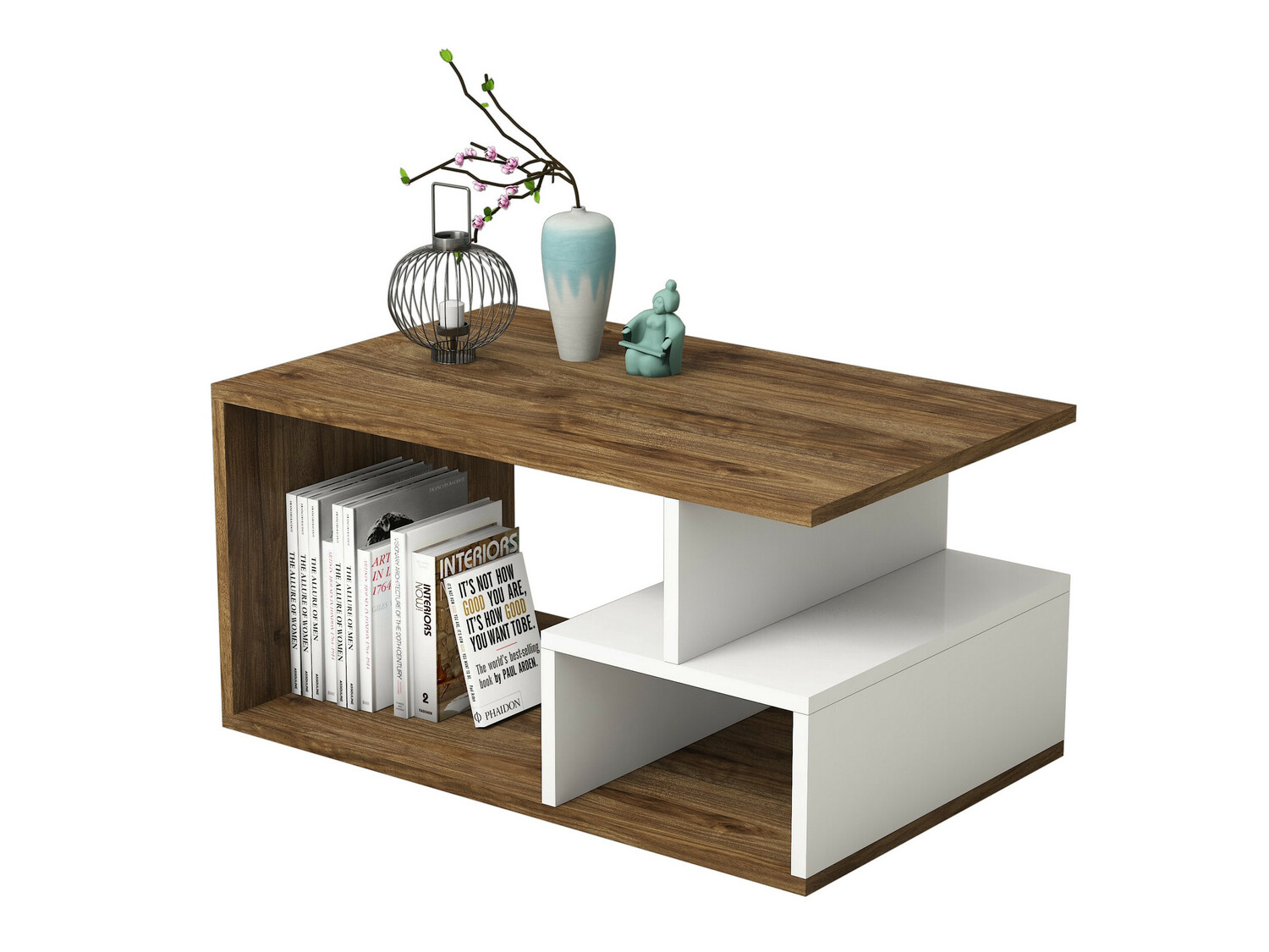 Τραπεζάκι σαλονιού Kailua 1104 (Άσπρο + Καρυδί)